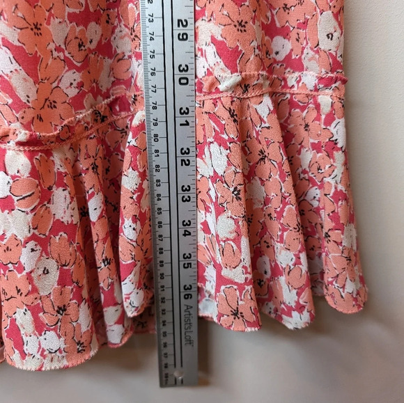 Max Studio Pink Coral White Floral Stretch Waist  Dress Women Medium - Picture 8 of 12